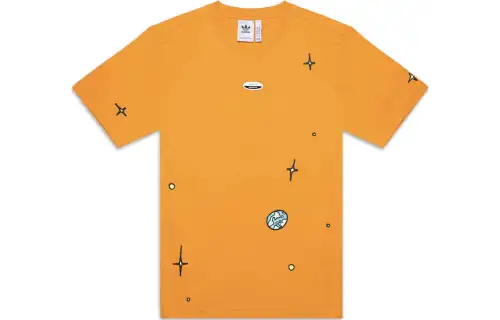 Adidas Originals RYV T Shirts Men's Yellow Crew Neck Moderate Straight Fit