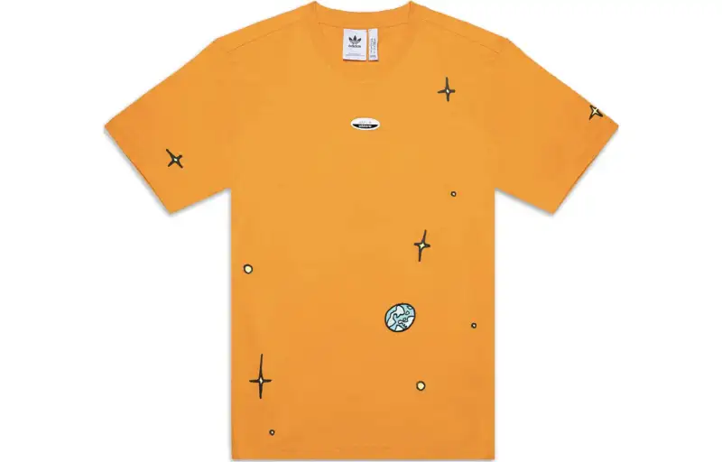 Adidas Originals RYV T Shirts Men's Yellow Crew Neck Moderate Straight Fit