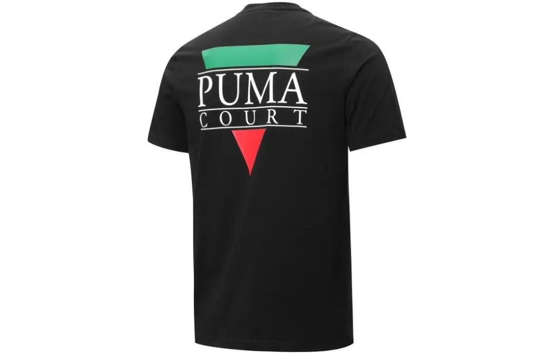 PUMA T Shirts Men's Black Crew Neck Moderate Straight Fit