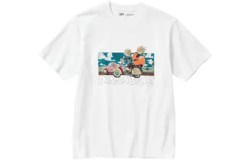 UNIQLO X Dragon Ball Dragon Ball Collaboration T Shirts Unisex White Crew Neck Moderate Straight Fit