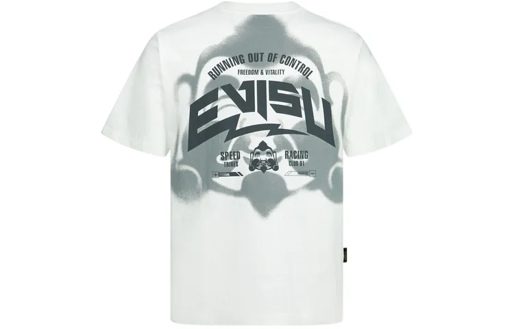 EVISU T Shirts Men's White Crew Neck Moderate Straight Fit