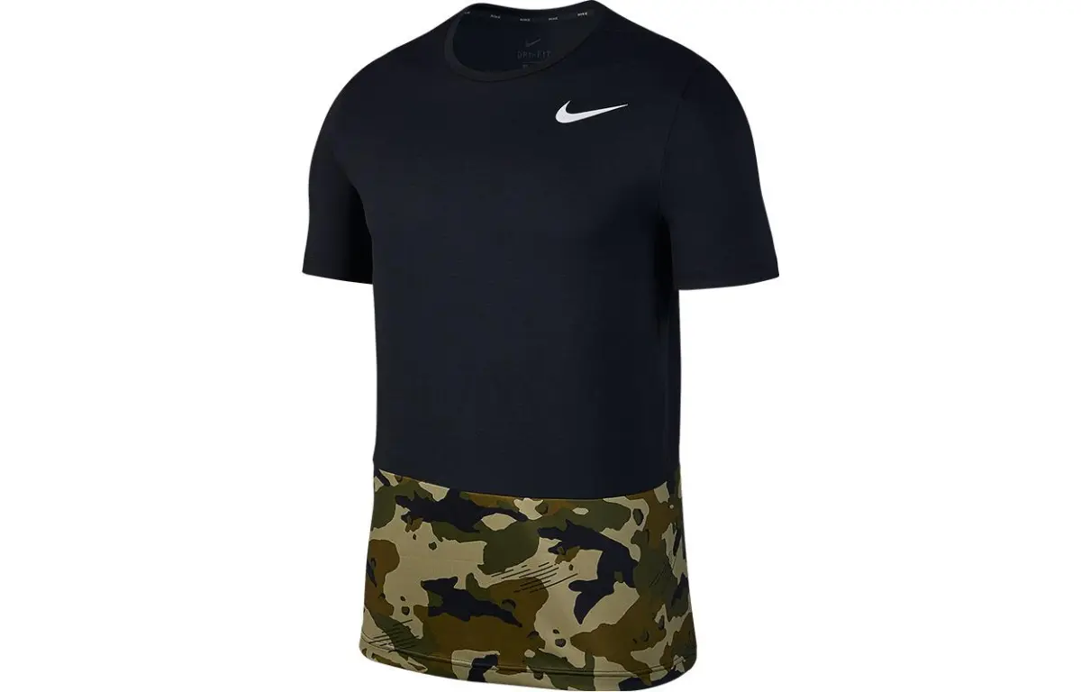 Nike T-Shirts Men's Black Crew Neck Moderate Straight Fit
