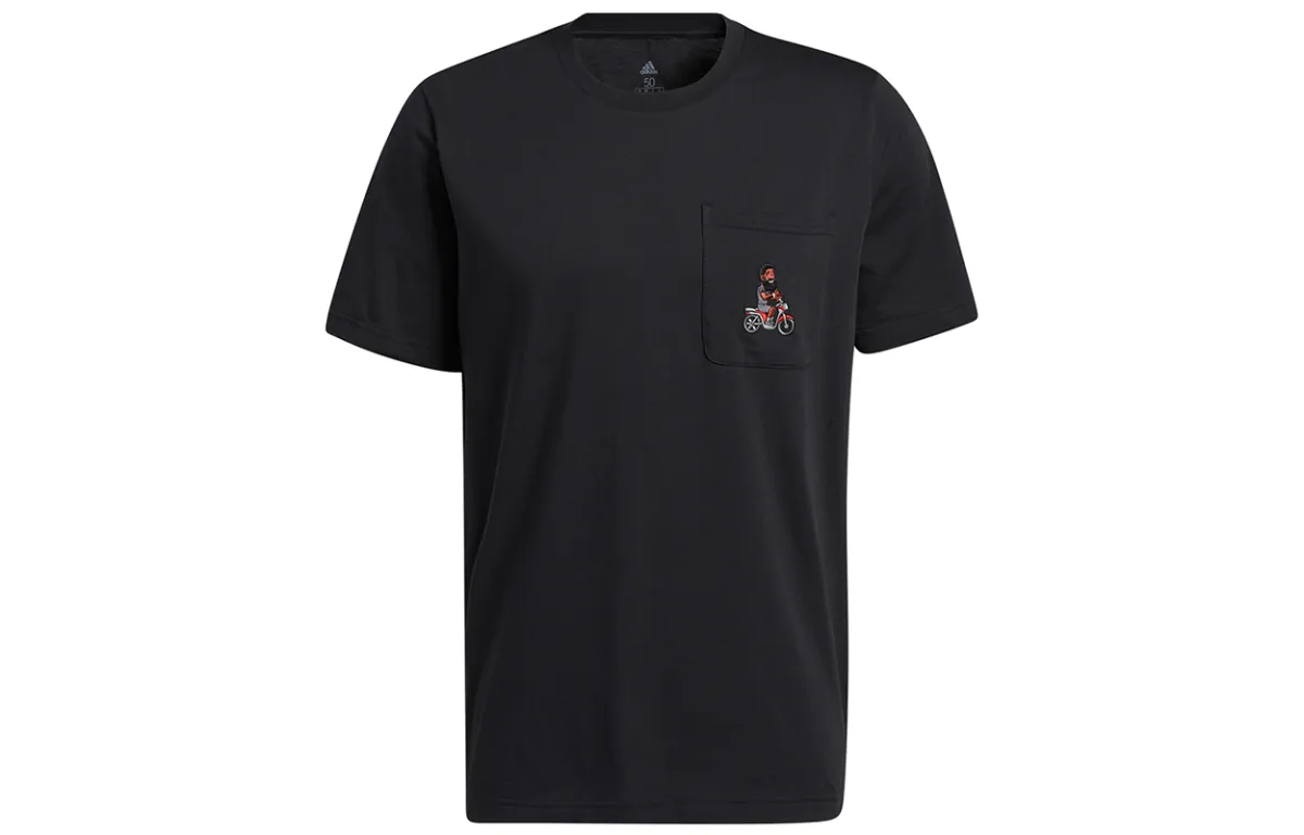 Adidas T-Shirts Men's Black Crew Neck Moderate Straight Fit