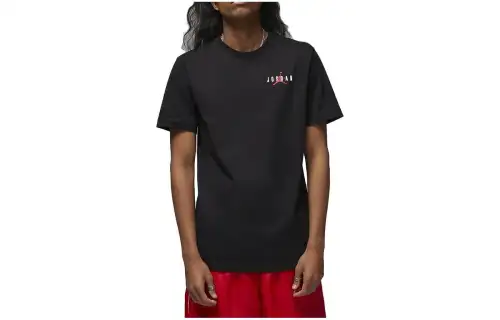 Jordan T Shirts Men's Black Crew Neck Moderate Straight Fit