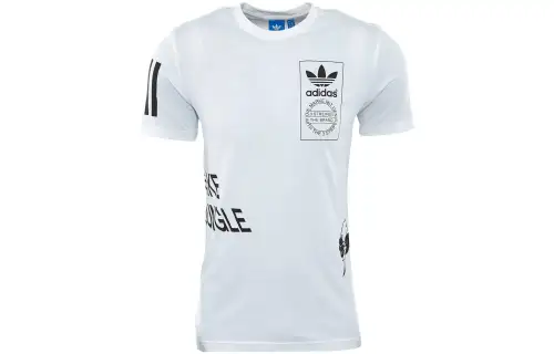 Adidas Originals T Shirts Men's White Crew Neck Moderate Straight Fit