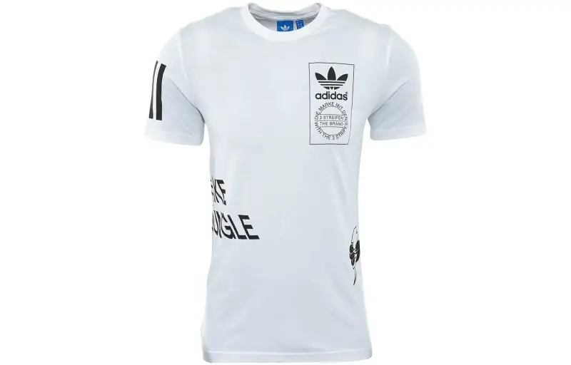 Adidas Originals T Shirts Men's White Crew Neck Moderate Straight Fit