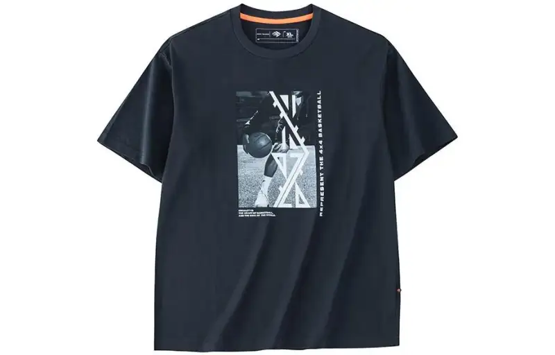 ANTA Basketball Collection T Shirts Men's Crab Gray Crew Neck Moderate Straight Fit