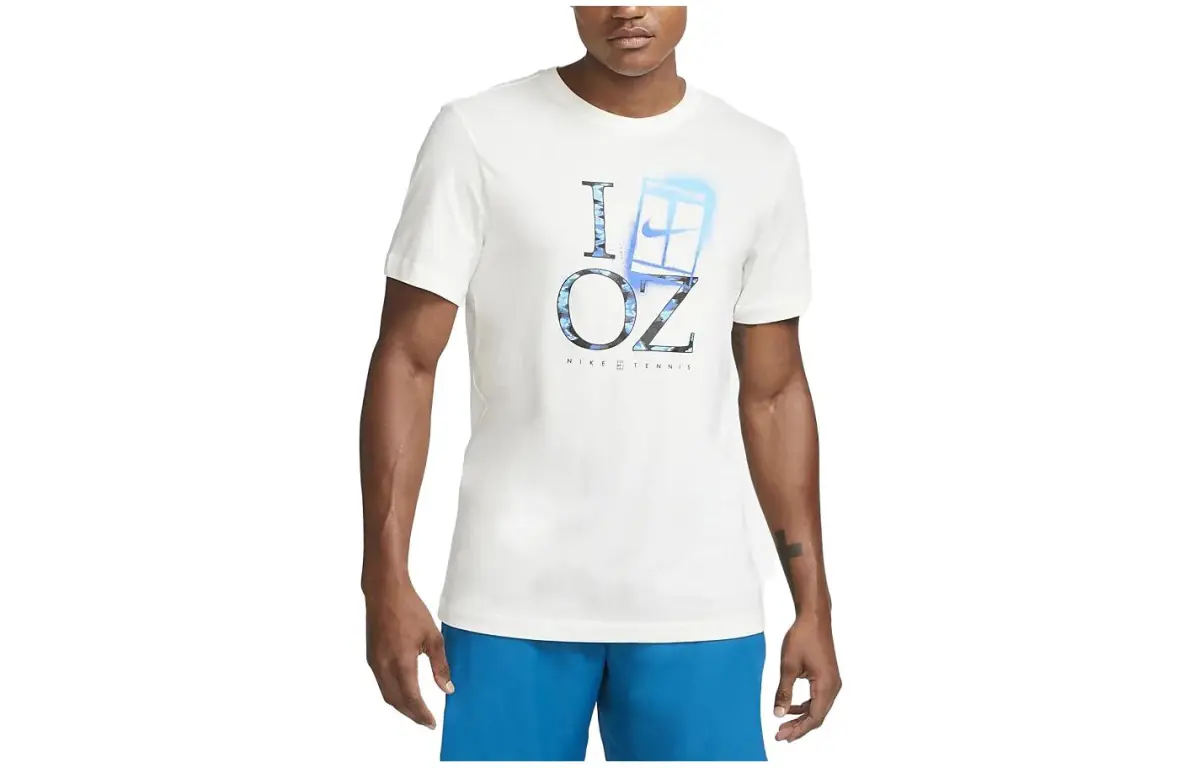 Nike T-Shirts Men's White Crew Neck Moderate Straight Fit