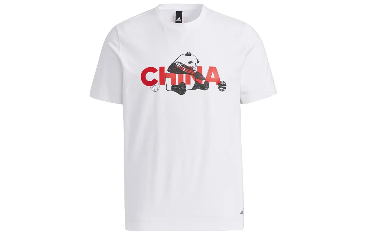 Adidas T-Shirts Unisex White Crew Neck Moderate Straight Fit