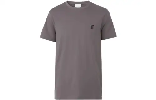 Burberry T Shirts Men's Gray Crew Neck Moderate Straight Fit