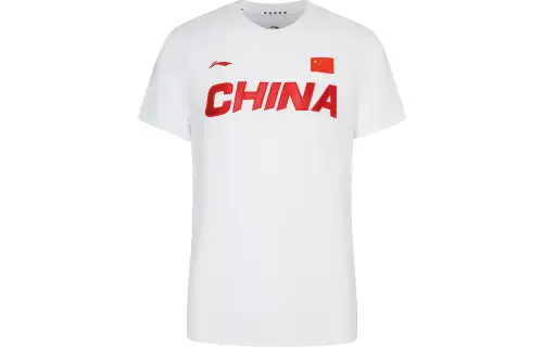 Li Ning T Shirts Men's White Crew Neck Moderate Other
