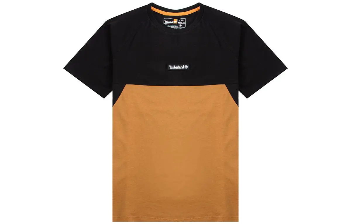 Timberland T-Shirts Men's Brown Black Crew Neck Moderate Straight Fit