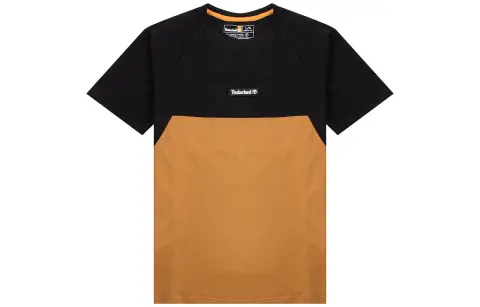 Timberland T-Shirts Men's Brown Black Crew Neck Moderate Straight Fit