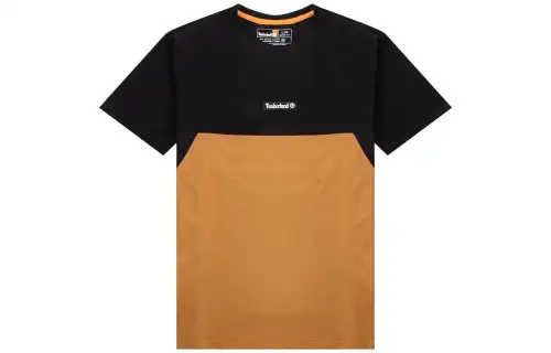 Timberland T Shirts Men's Brown Black Crew Neck Moderate Straight Fit