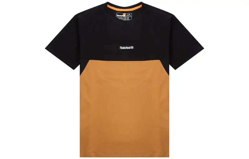 Timberland T Shirts Men's Brown Black Crew Neck Moderate Straight Fit