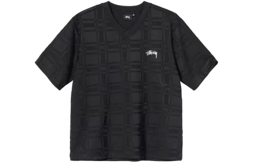 Stussy T Shirts Unisex Black V Neck Moderate Straight Fit