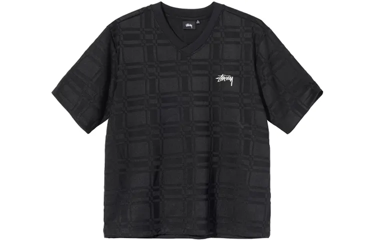 Stussy T Shirts Unisex Black V Neck Moderate Straight Fit