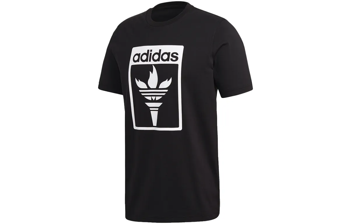Adidas Originals T-Shirts Men's Black Crew Neck Moderate Straight Fit