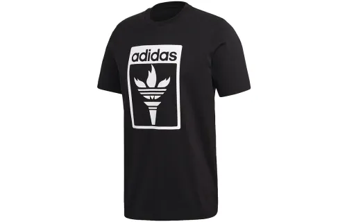 Adidas Originals T Shirts Men's Black Crew Neck Moderate Straight Fit