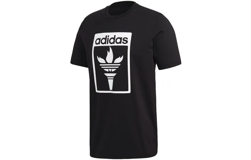 Adidas Originals T Shirts Men's Black Crew Neck Moderate Straight Fit