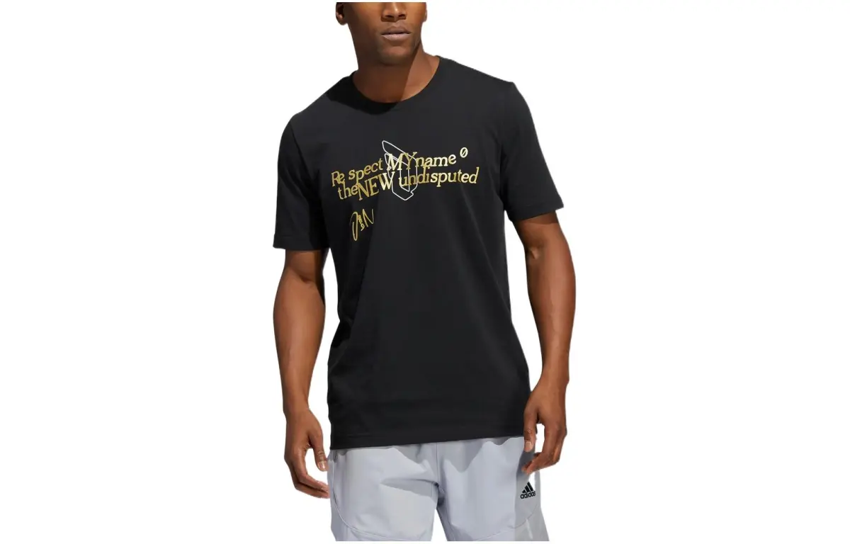 Adidas T-Shirts Men's Black Crew Neck Moderate Straight Fit