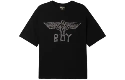 Boy London T Shirts Men's Black Crew Neck Moderate Heavyweight