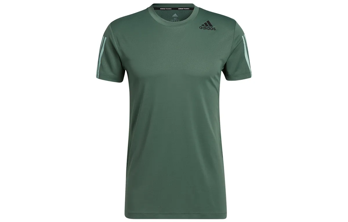Adidas T-Shirts Men's Green Crew Neck Moderate Straight Fit