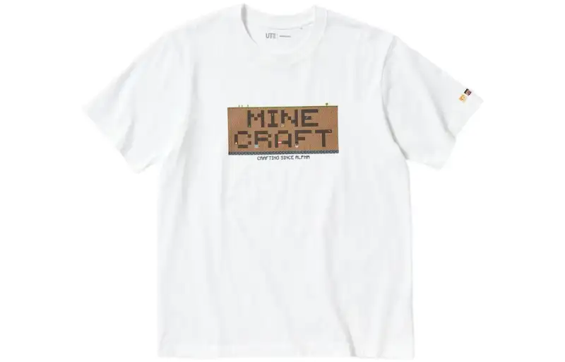 UNIQLO x Minecraft SS22 Letter Print T Shirt Unisex White