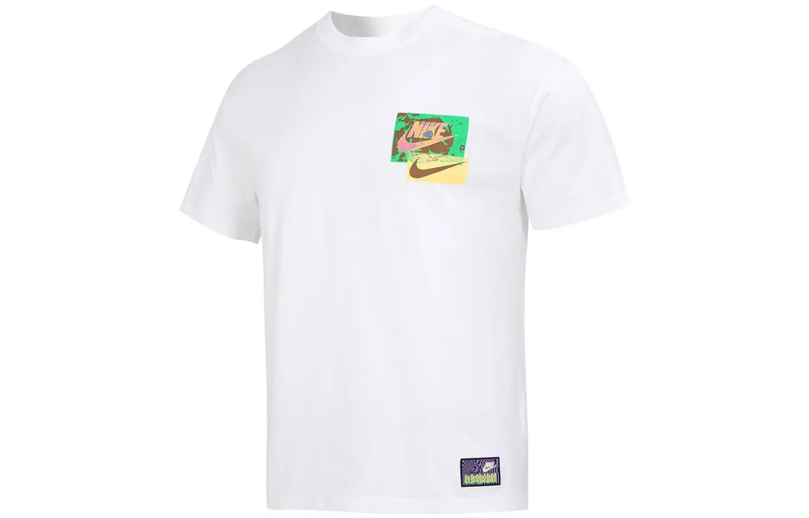 Nike T-Shirts Men's White Crew Neck Moderate Straight Fit
