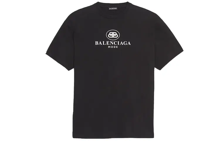 Balenciaga T Shirts Men's Black Crew Neck Moderate Straight Fit