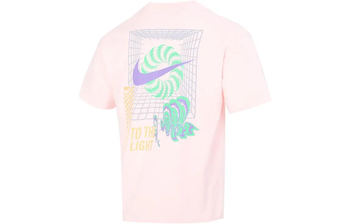 Nike T-Shirts Men's Pink Crew Neck Moderate Straight Fit