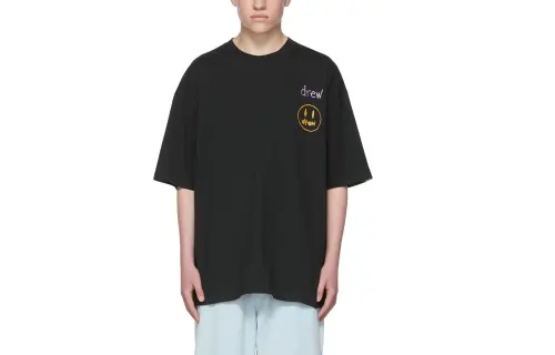 Drew house Letter Logo Series T Shirts Men's Black Crew Neck Moderate Straight Fit