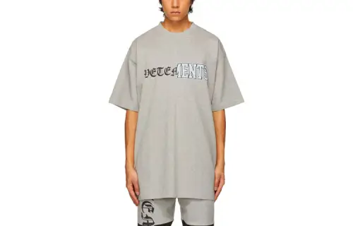 Vetements T Shirts Men's Gray Crew Neck Moderate Other