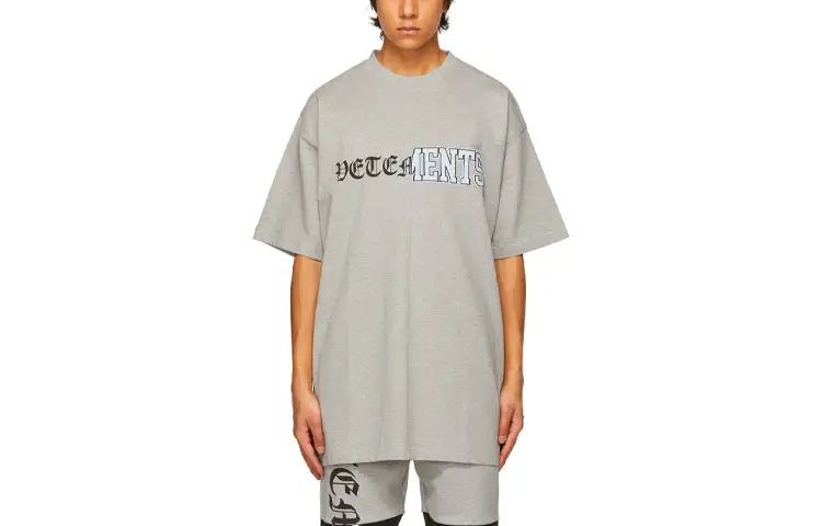 Vetements T Shirts Men's Gray Crew Neck Moderate Other