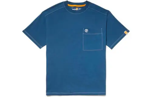 Timberland T Shirts Men's Blue Crew Neck Moderate Straight Fit