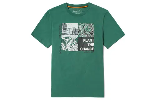 Timberland T Shirts Men's Green Crew Neck Moderate Straight Fit