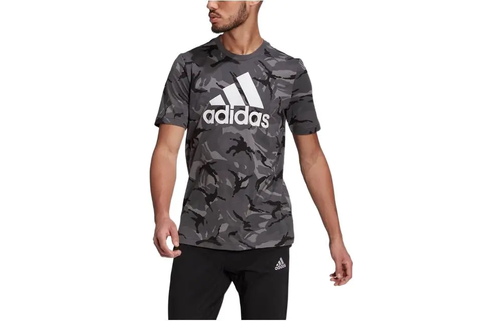 Adidas T-Shirts Men's Black Crew Neck Moderate Straight Fit