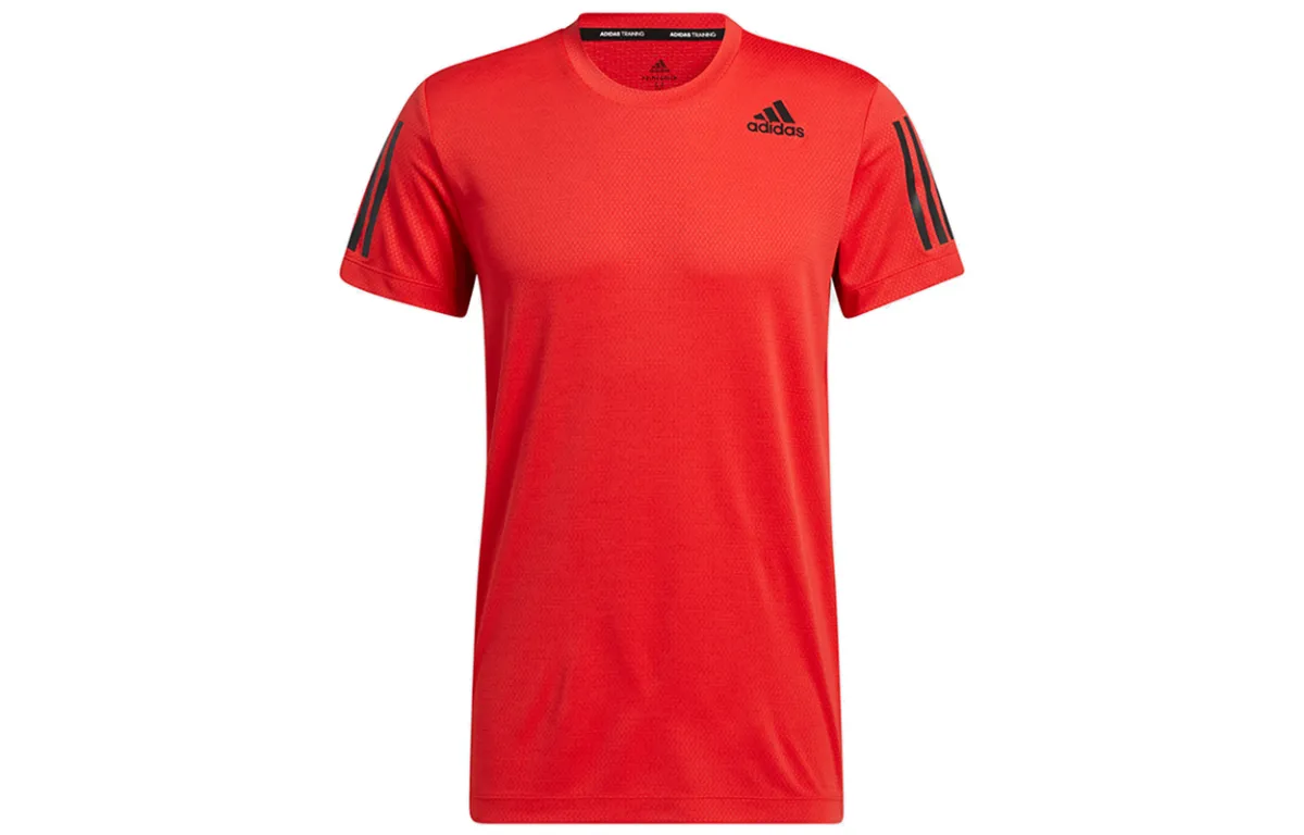 Adidas T-Shirts Men's Red Crew Neck Moderate Straight Fit