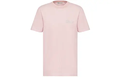 DIOR Quarterly New Products T Shirts Men's Pink Crew Neck Moderate Straight Fit