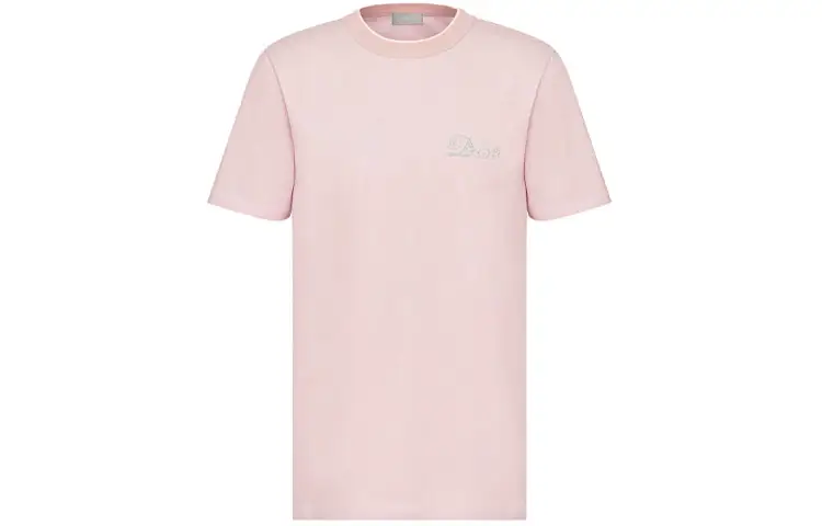 DIOR Quarterly New Products T Shirts Men's Pink Crew Neck Moderate Straight Fit