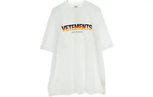 Vetements T Shirts Men's White Crew Neck Moderate Straight Fit