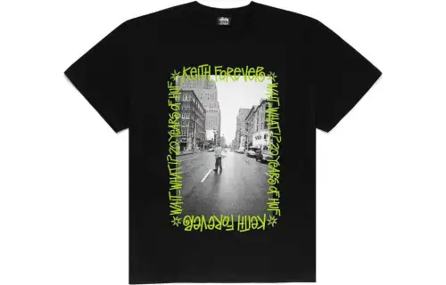 Stussy X HUF T Shirts Unisex Crew Neck Moderate Straight Fit