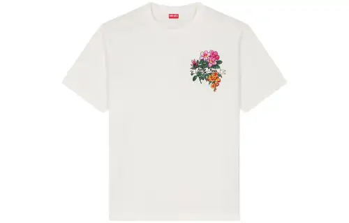 KENZO T Shirts Men's Ecru Crew Neck Moderate Straight Fit