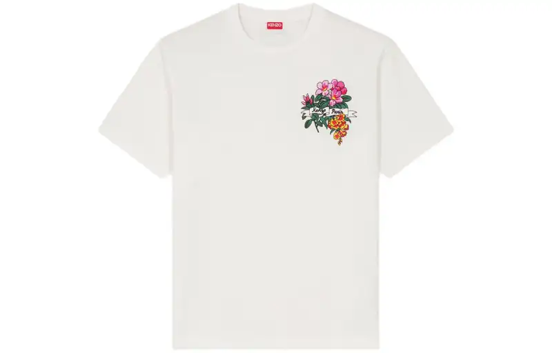 KENZO T Shirts Men's Ecru Crew Neck Moderate Straight Fit