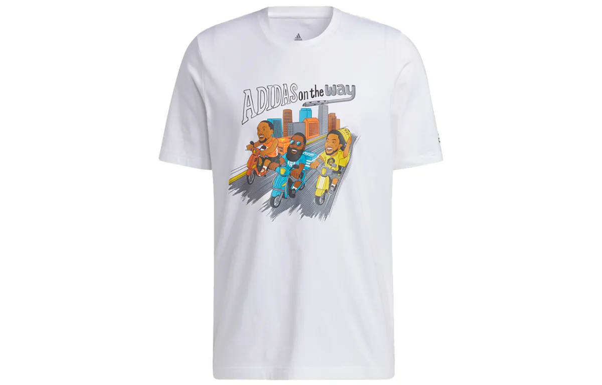 Adidas T-Shirts Men's White Crew Neck Moderate Straight Fit