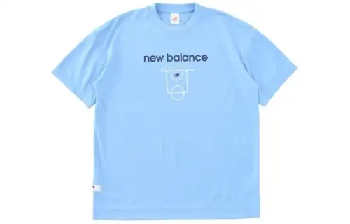 New Balance T Shirts Men's Blue Crew Neck Moderate Straight Fit
