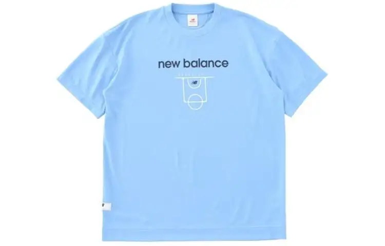 New Balance T Shirts Men's Blue Crew Neck Moderate Straight Fit
