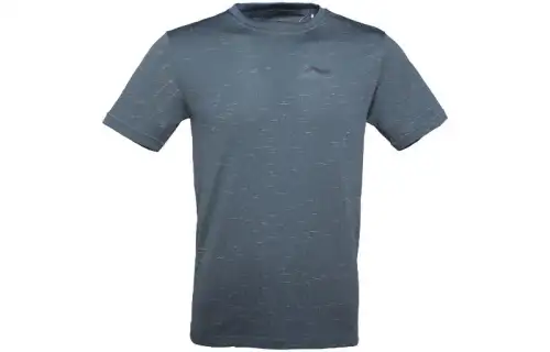 Li Ning T Shirts Men's Blue Crew Neck Moderate Straight Fit