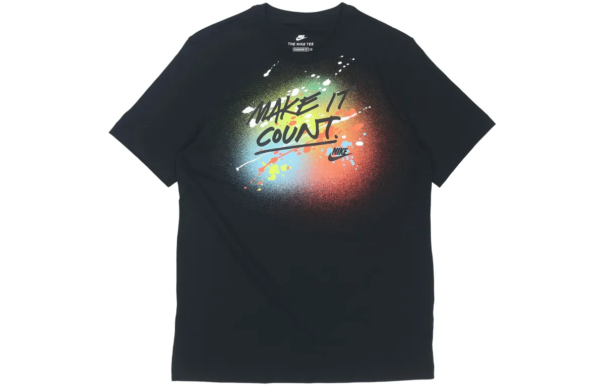 Nike T-Shirts Men's Black Crew Neck Moderate Straight Fit