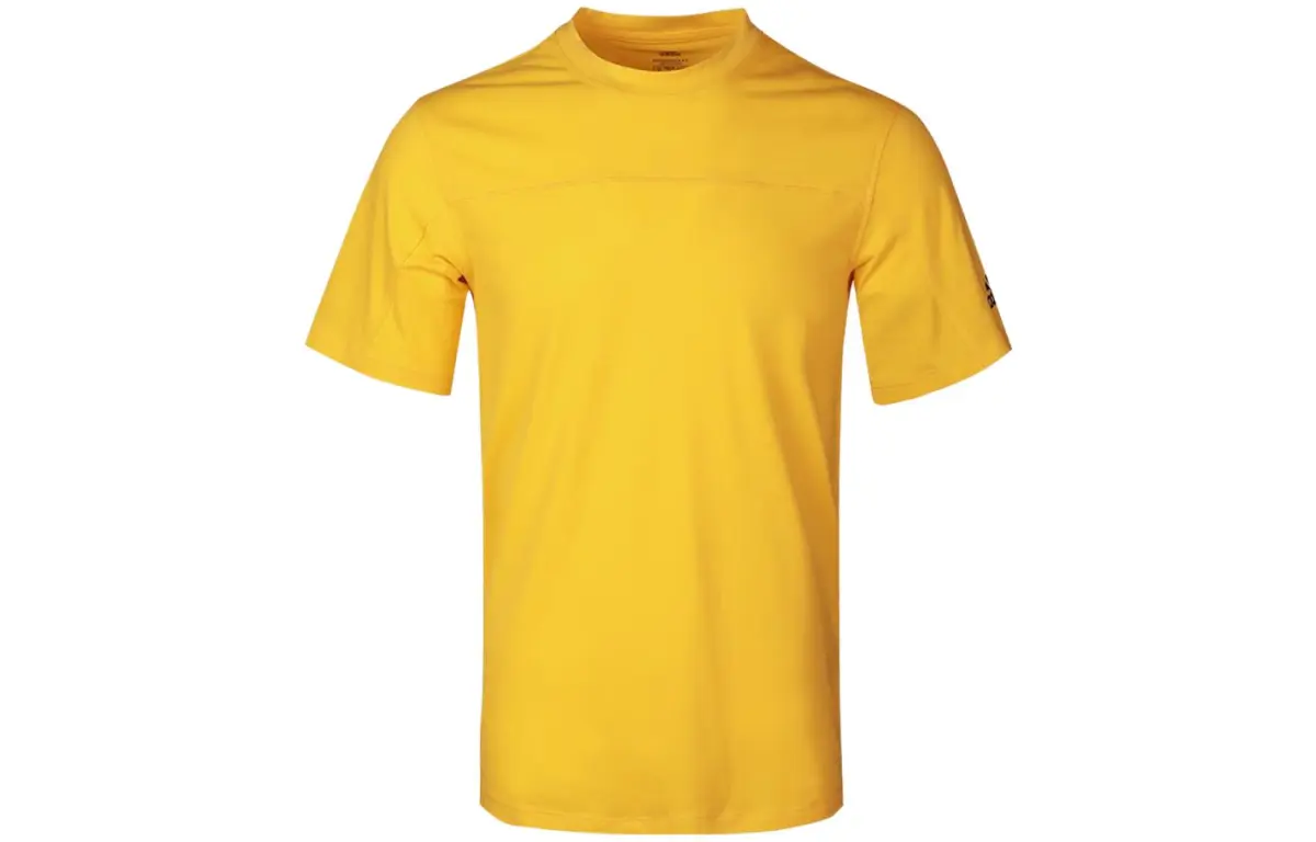 Adidas T-Shirts Men's Yellow Crew Neck Moderate Straight Fit